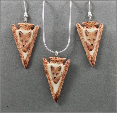 Fox Arrowhead Necklace & Earrings Set