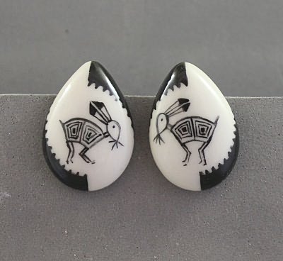 Hand Painted Mimbres Design post earrings