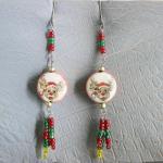 Christmas Disc Bead Earrings with dangles