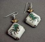 Small dragon cab earrings with PMC