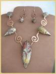 Raku Dragon  Necklace & Earrings