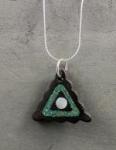 Triangle pendant - Turquoise and pearl inlay