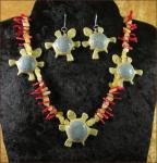 Turtle Necklace with coral