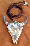 Skull Necklace with wolf design