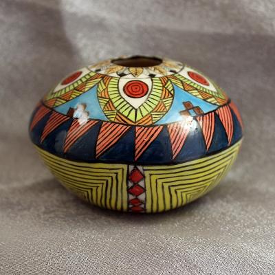 Miniature Porcelain Pot - flower mandela