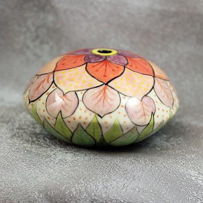 Miniature Porcelain Pot - flower mandela2