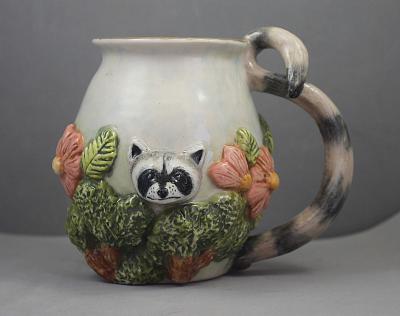 Raccoon and Cat Mug