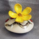 Miniature Porcelain Pot with hand sculpted flower