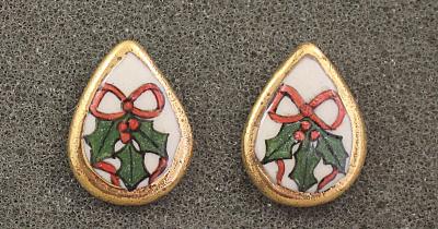 Hand Painted Holly Earrings