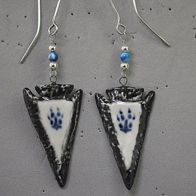 Wolf Paw Print Arowhead Earrings