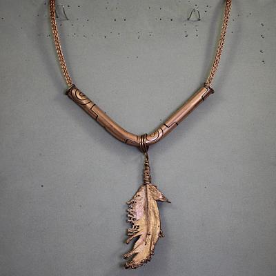 Medium Copper Feather Necklace