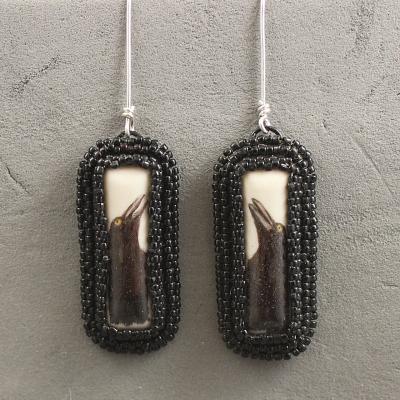 Raven Design Beaded Earrings