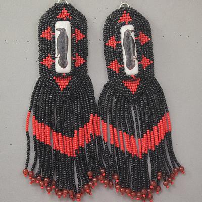 Raven Design Beaded Earrings