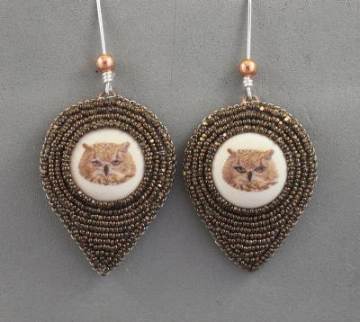 Owl Design Beaded Earrings