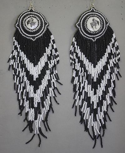 Mimbres Rabbit Design Beaded Earrings