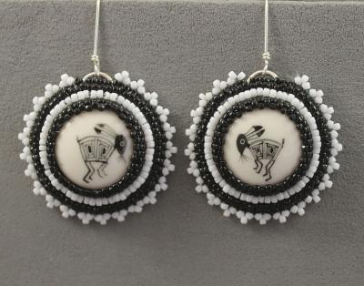 Mimbres Rabbit Design Beaded Earrings