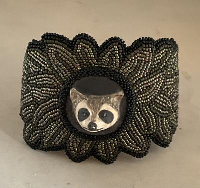 Racoon in leaves Design Beaded Bracelet