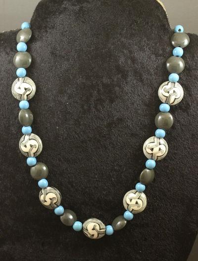 Mimbres Bighorn -Hand Painted Lentil Necklace