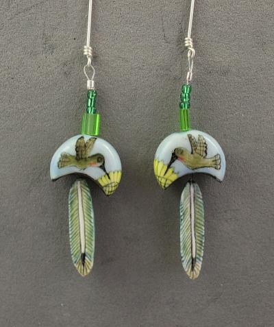 Hand Painted Neon Native Disc Bead Earrings