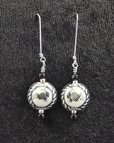 Lentil Bead Earrings - Hand Painted Mimbres