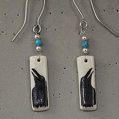 Hand Painted Raven Earrings