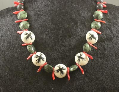 Mimbres Bugs w/Coral -- Hand Painted Lentil set