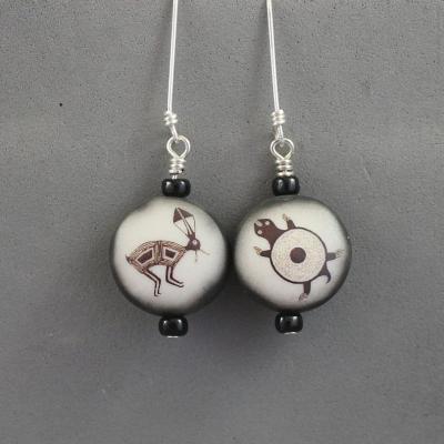 Assorted Mimbres Design Disc Bead Earrings