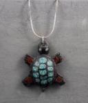 Turtle - Turquoise and Coral inlay